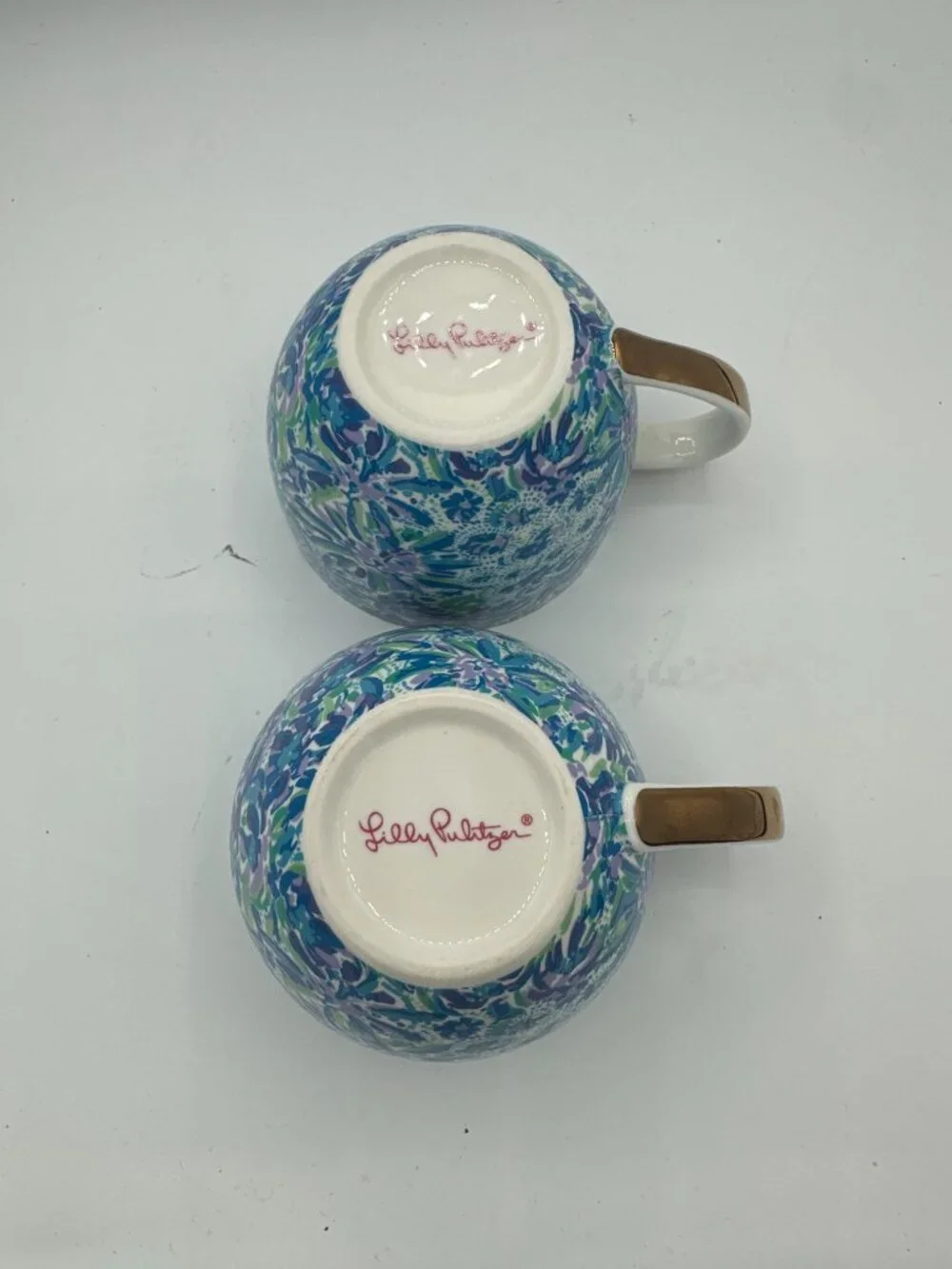 Lilly Pulitzer Ceramic Mugs Set of 2 Blue Floral 12 fl oz